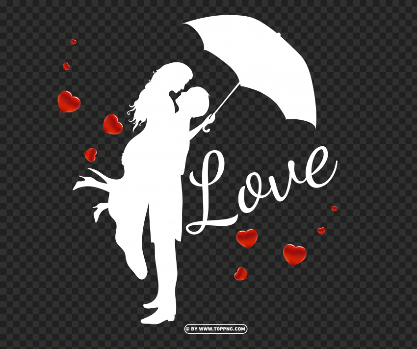 love silhouette umbrella