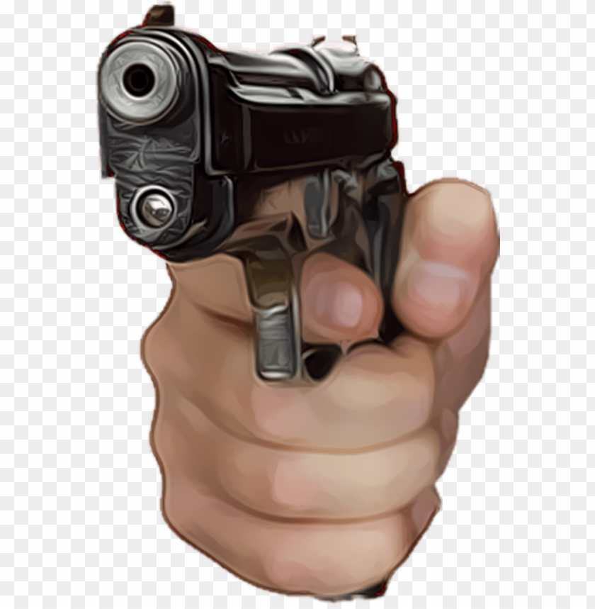 un in hand psd large - hand with gun PNG image with transparent background.
