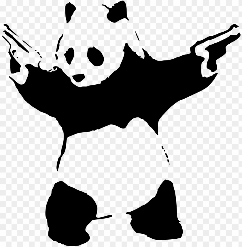 un wielding panda stencil the moral never - banksy panda with guns PNG image with transparent background@toppng.com