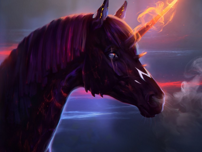 unicorn, horse, art, fire