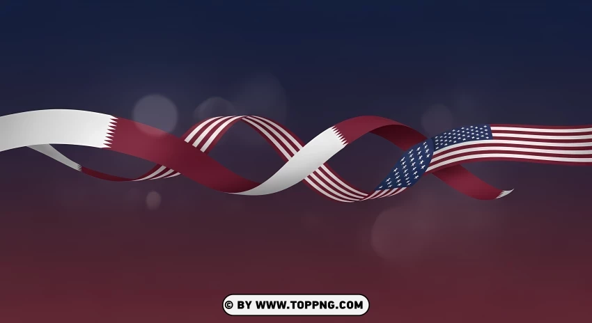 United States Qatar Unity Light Ribbon PNG Transparent Background