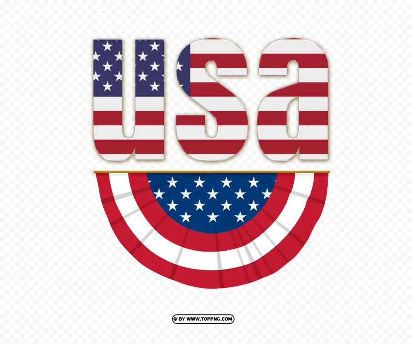Usa Text With American Flag Bunting Semi Circle Png