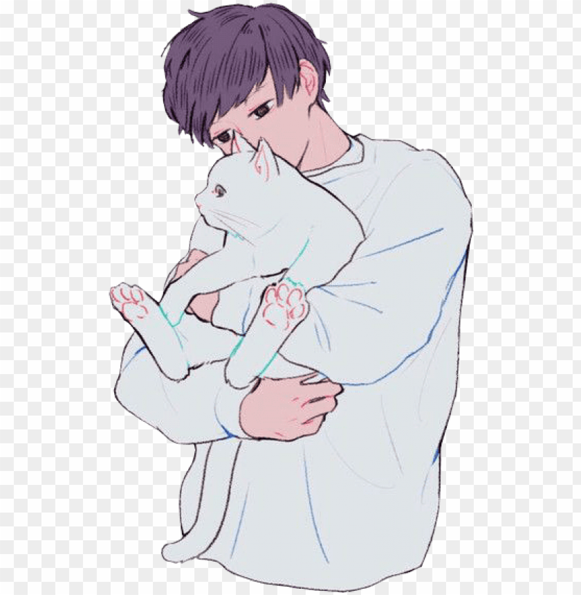 uzzler Какой-то Парень С Котом - aesthetic anime boy icon pastel PNG image  with transparent background | TOPpng