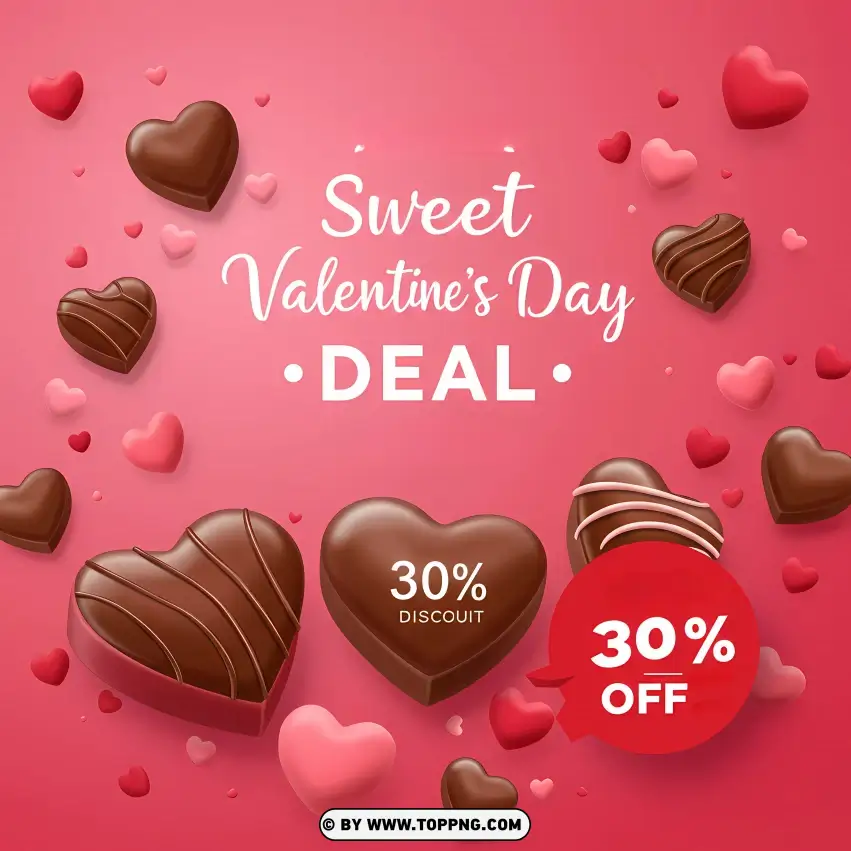 Sweet Valentines Day Deal With Chocolates Card PNG Transparent Background