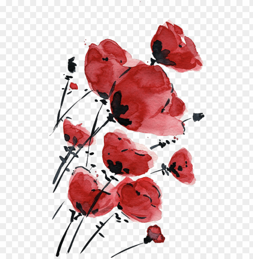 valentine sale poppies field on a windy day original - watercolor poppy tattoo design, mother day