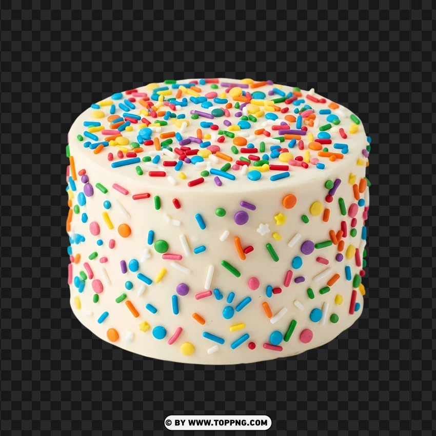 Vanilla Cake With Rainbow Sugar Sprinkles PNG Transparent Background