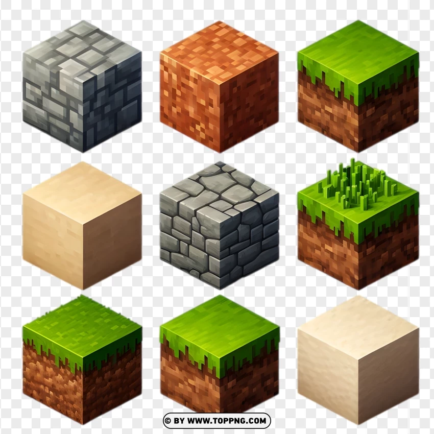 Various Minecraft Blocks Cobblestone Grass Sand And More | TOPpng