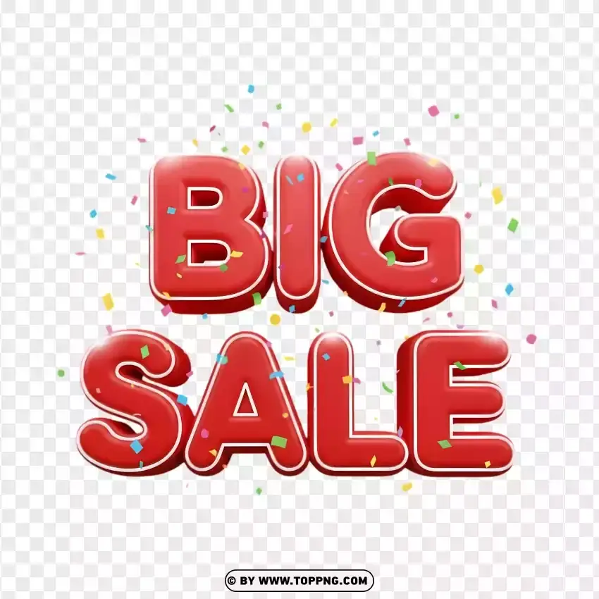 Vector Big Sale Sign With Colorful Confetti PNG Transparent Background