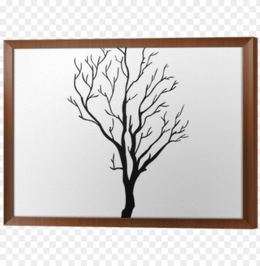 free PNG vector black silhouette of a bare tree framed canvas - bare tree branch vector PNG image with transparent background PNG images transparent