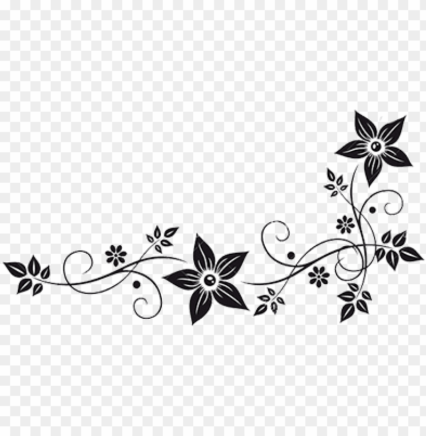 vector graphics flower border black white clip art - flowers black and