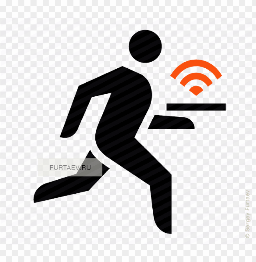 free PNG vector icon of waiter running with wi-fi signal sign - running waiter icon png - Free PNG Images PNG images transparent