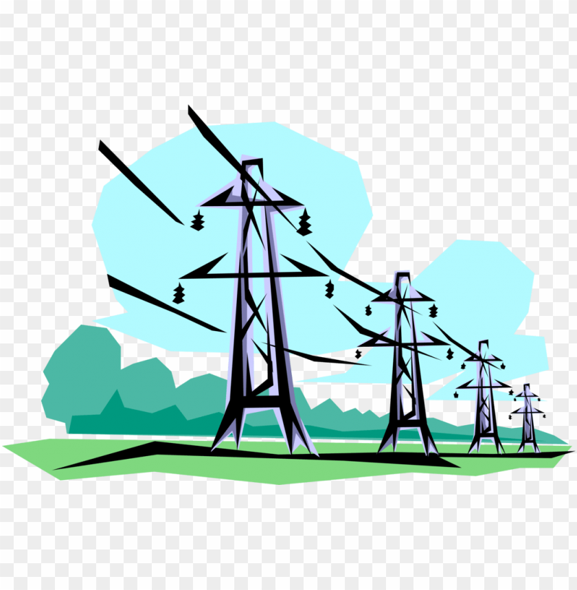 vector illustration of transmission towers carry electrical power line clip art PNG transparent with Clear Background ID 199221