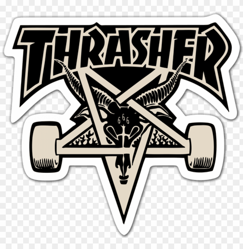 Thrasher Skateboard Magazin Sticker Logo Schwarz Weiß 15x6,5cm Rechteckig 