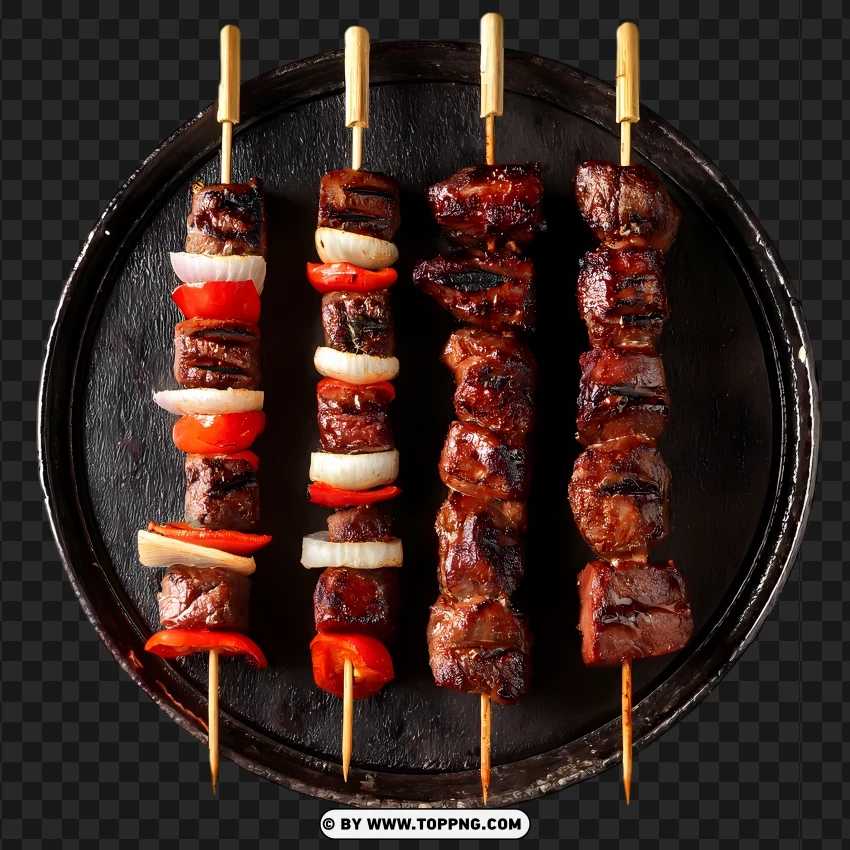 Veggie And Beef Meat Grilled Skewers PNG Transparent Background