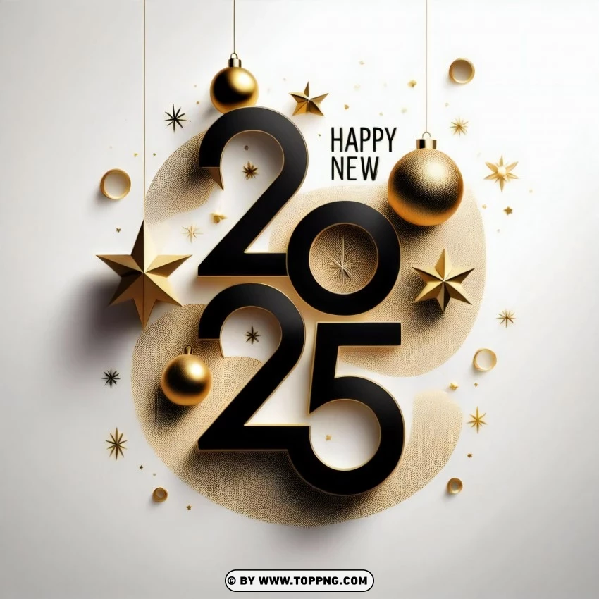 Vertical Gold White 2025 Design With Ornaments PNG Transparent Background