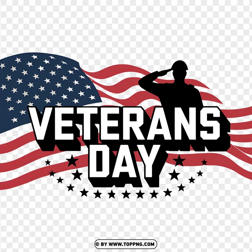 Veterans Day With Soldier Silhouette And Waving Usa Flag PNG Transparent Background