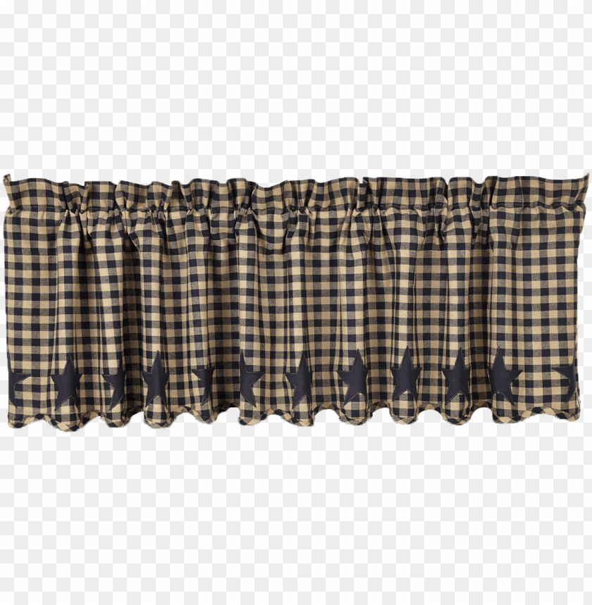 VHC Brands Navy Check 36 x 63 Scalloped Curtain Panel Set of 2 