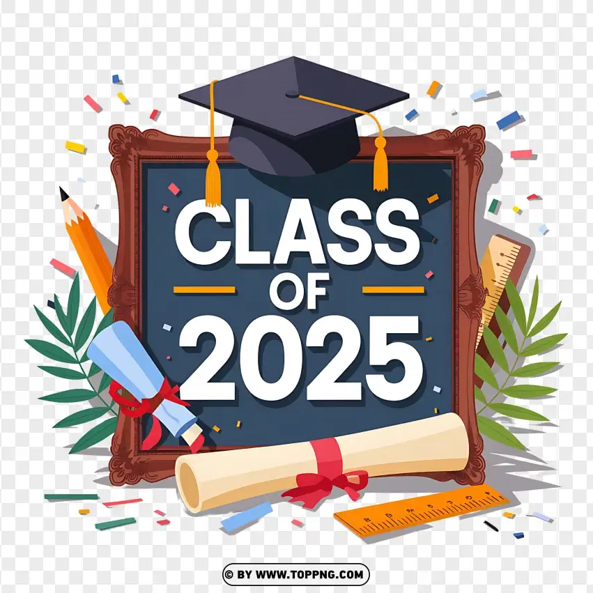 Class Of 2025 Graduation Cap Badge PNG Transparent Background