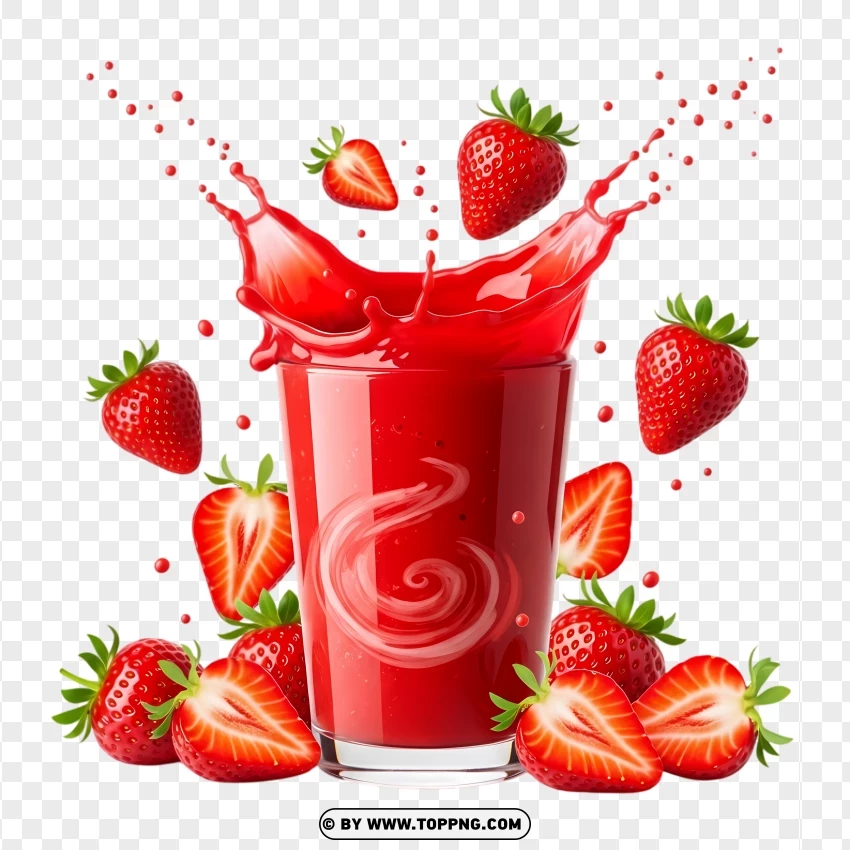 Vibrant Red Smoothie Splash Motion PNG Transparent Background