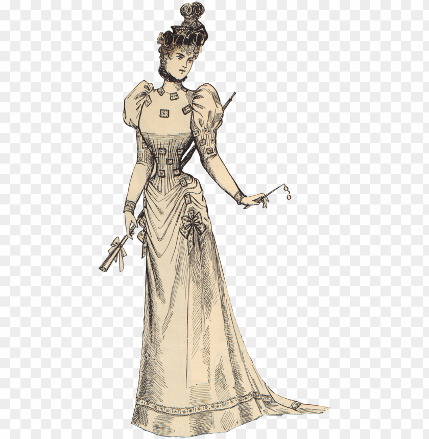 Victorian Vintage Woman - Victorian Woman Illustration PNG Image With Transparent Background