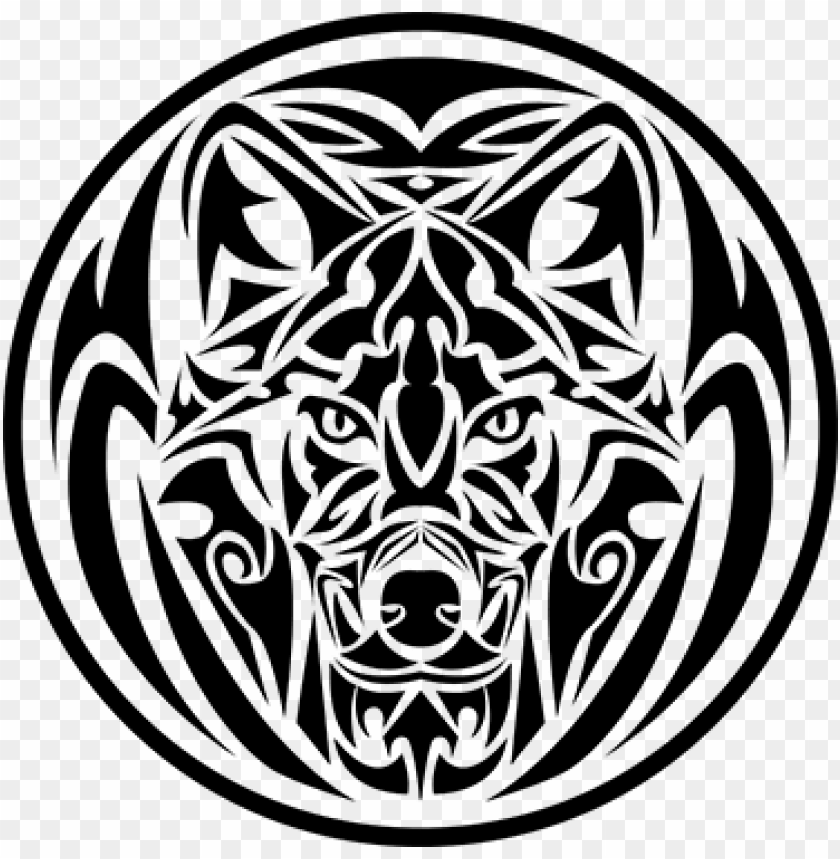 Download vinilo decorativo tenvinilo color - tribal wolf tattoo circle png  - Free PNG Images | TOPpng