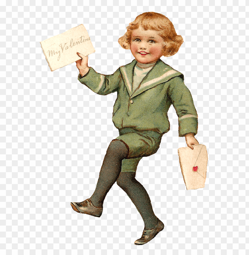 people, children, vintage boy with valentine letter, 