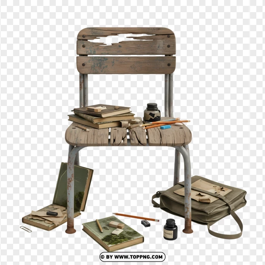 Vintage Classroom Chair PNG Transparent Background