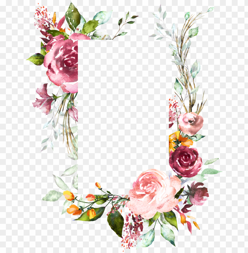flower frame, art deco frame, watercolor flowers, vintage flower border, pink flower, sakura flower