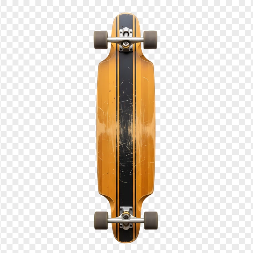 Vintage Longboard With Black Stripe Deck PNG Transparent Background