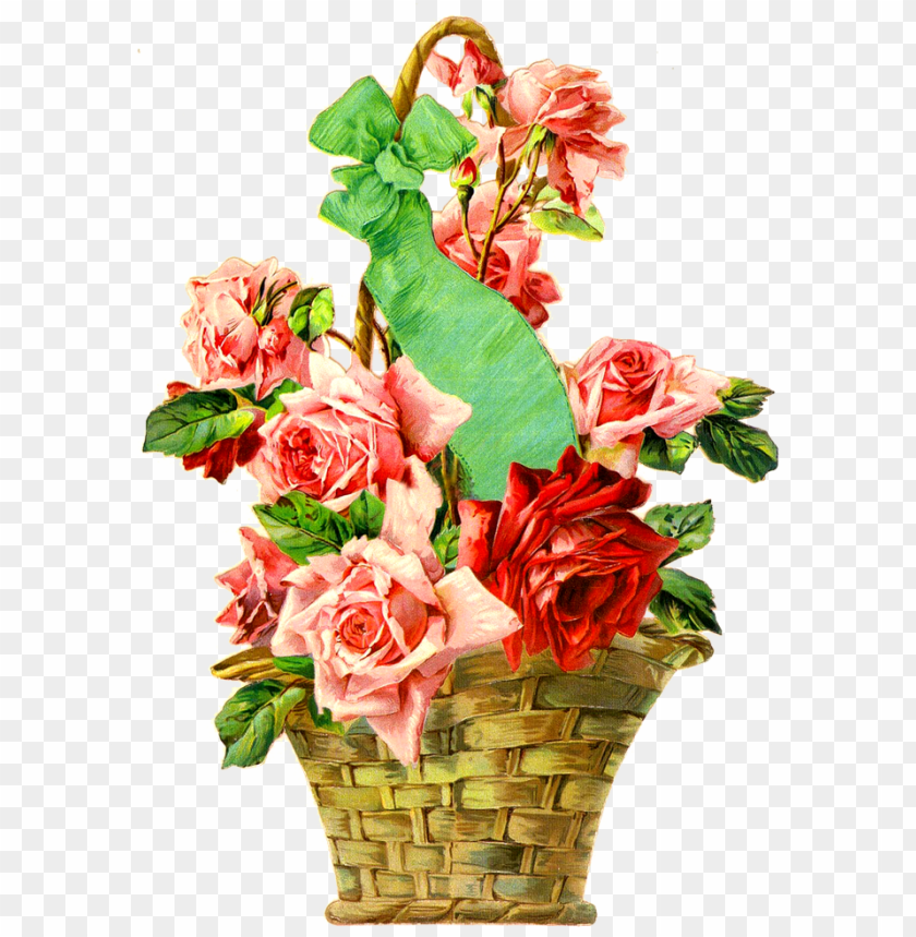 vintage rose basket die cut - canasta de flores PNG image with transparent  background | TOPpng