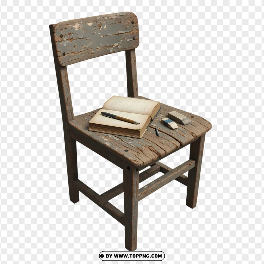 Vintage School Chair PNG Transparent Background