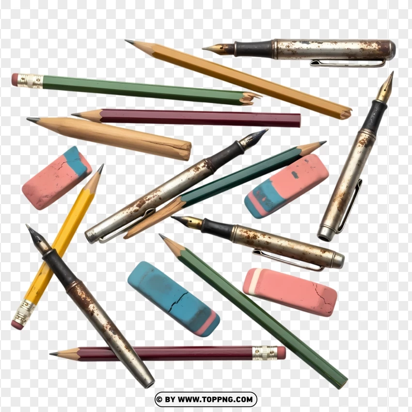 Vintage Writing Tools PNG Transparent Background