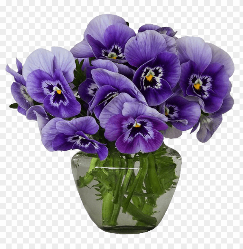 PNG image of violets vase bouquet with a clear background - Image ID 45568