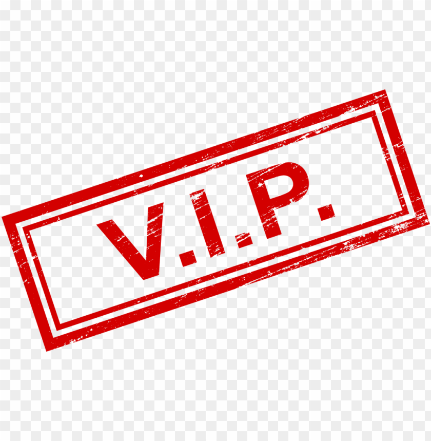 Red V.I.P. stamp graphic on a transparent background PNG