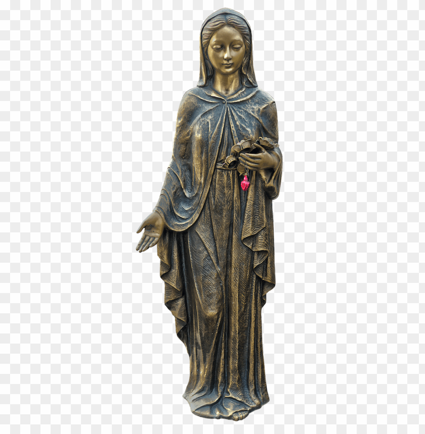 virgin mary bronze statue PNG image with transparent background@toppng.com