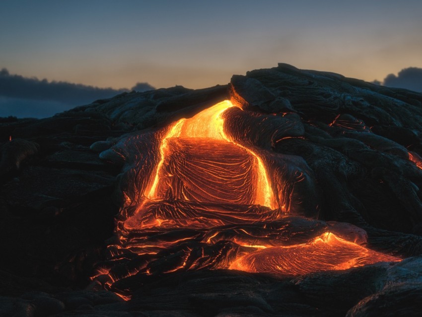 volcano, lava, fiery, melting