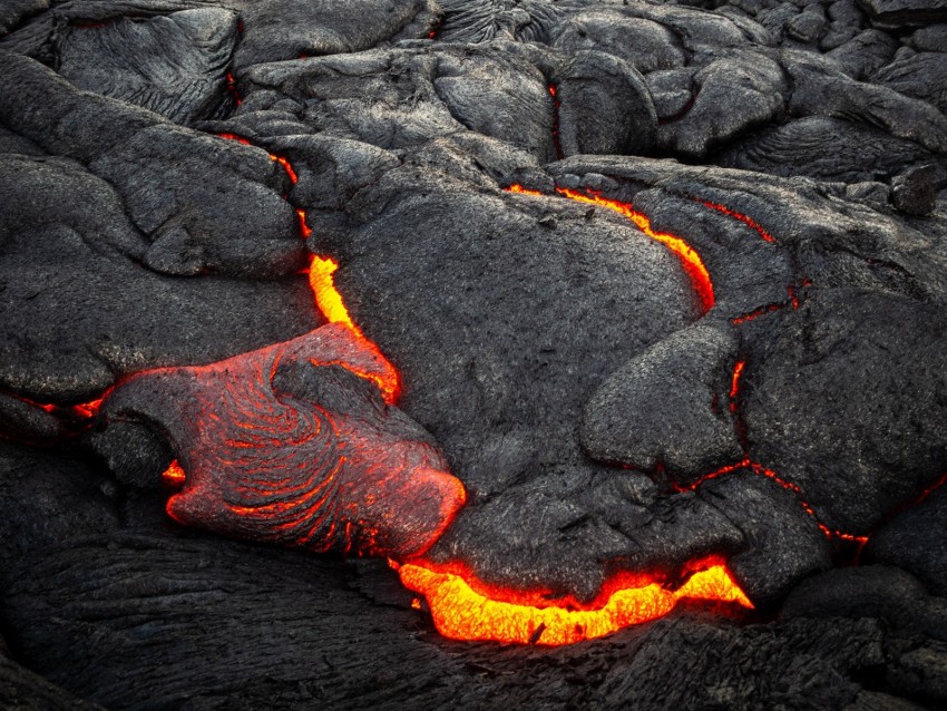 volcano, lava, surface, fiery, bumps