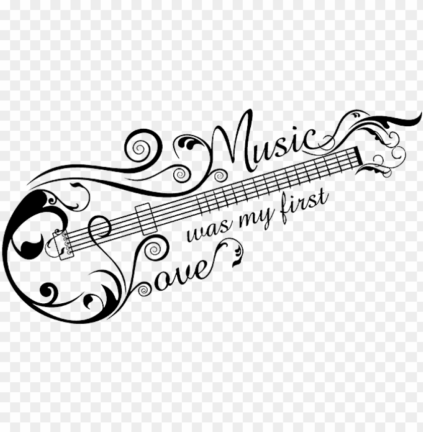 Wandtattoo Music Love Mit Gitarren Ornament Bei Homesticker Bass Guitar Tattoo Flash PNG Image With Transparent Background