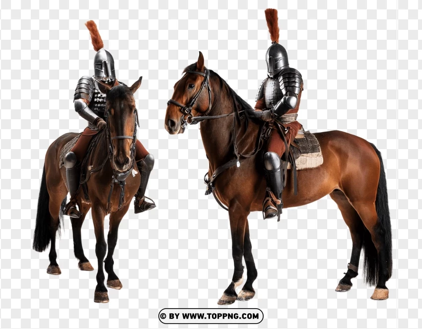 War Horses With Riders PNG Transparent Background