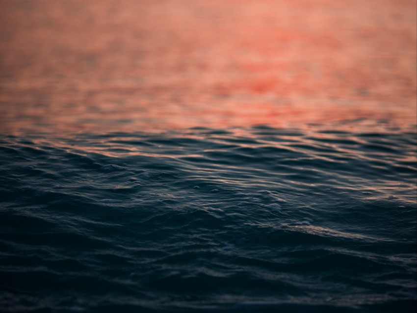 water, ripples, sea, sunset, horizon