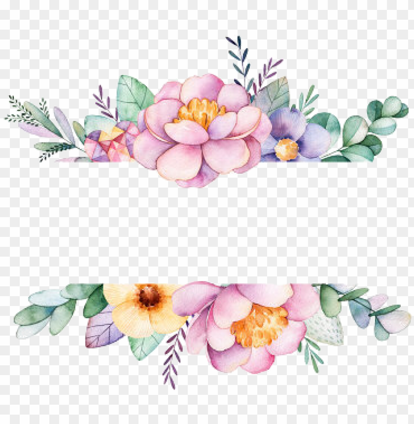 watercolor flowers, flower border, vintage flower border, watercolor circle, watercolor brush strokes, watercolor wreath