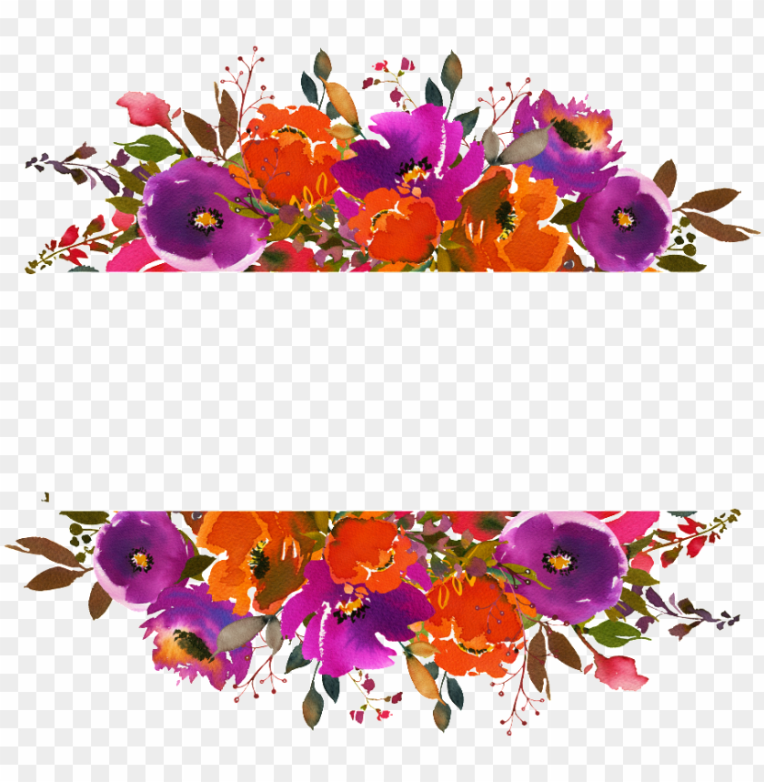 Watercolor Flowers Frame Orange Png Image With Transparent Background Toppng