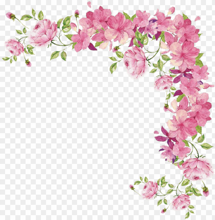 watercolor flowers transparent pink flower border png - Free PNG Images ID 129107