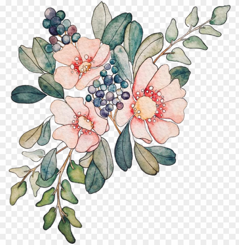 watercolor flower, tree, plants, flower frame, roses, frame, rose