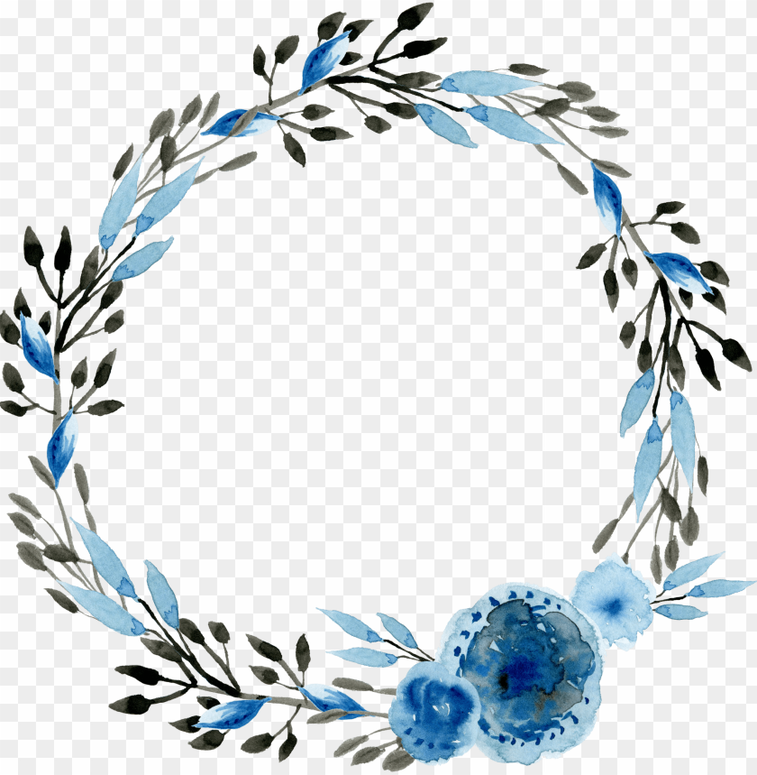 watercolour - blue watercolor wreath PNG image with transparent background@toppng.com