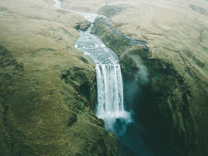 waterfall, fog, flow, water, break