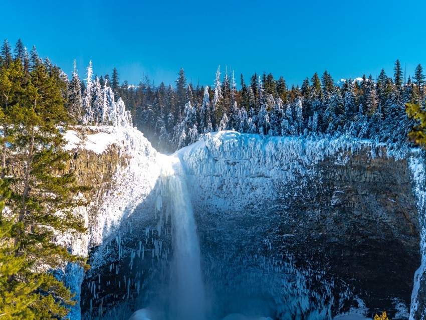 waterfall, frozen, ice, landscape, winter