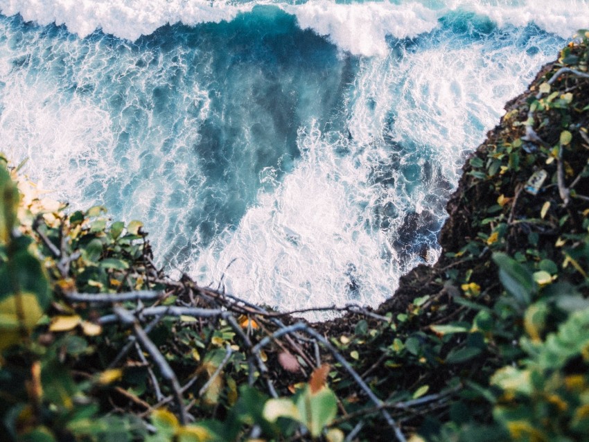 wave, ocean, cliff, shore, water