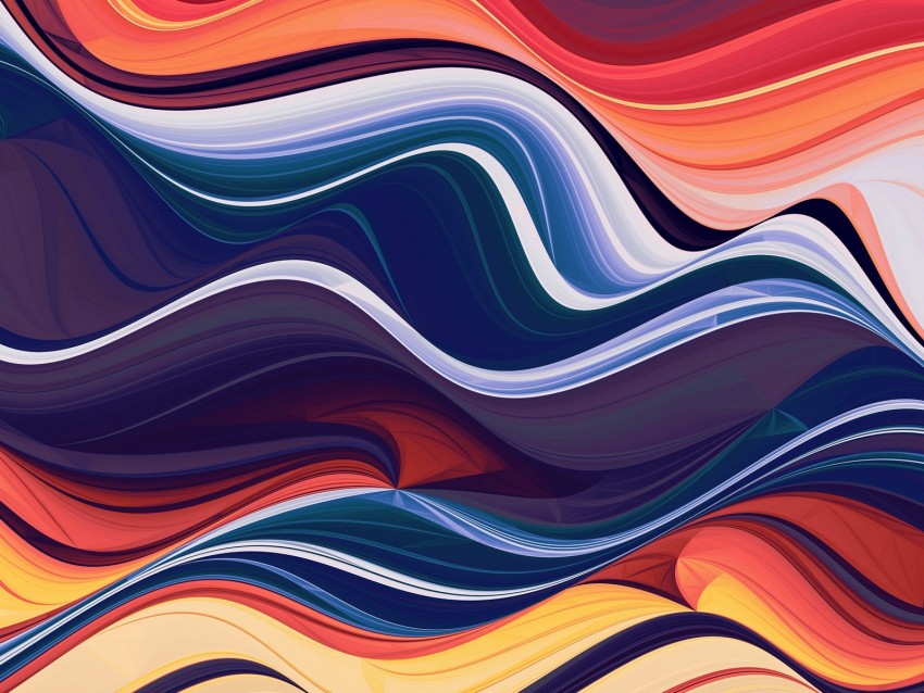 waves, colorful, abstraction, lines