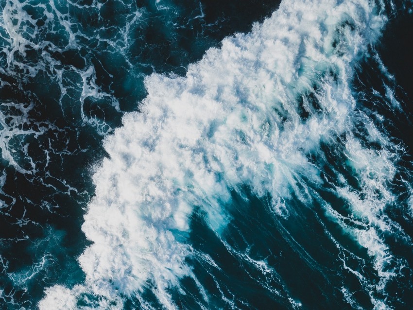 waves, ocean, aerial view, water, spray
